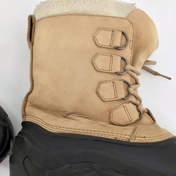 Sorel US Badger II Boots Beige Tan Leather Brown Rubber Winter Lined Size 8 - Picture 11 of 16